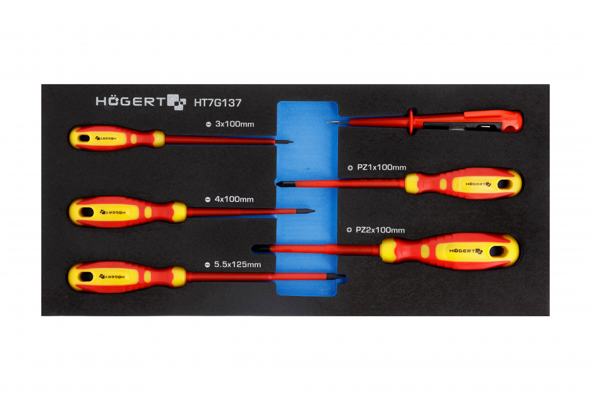 HT7G137-1 Hogert 1000V screwdriver set & voltage tester 6 pcs